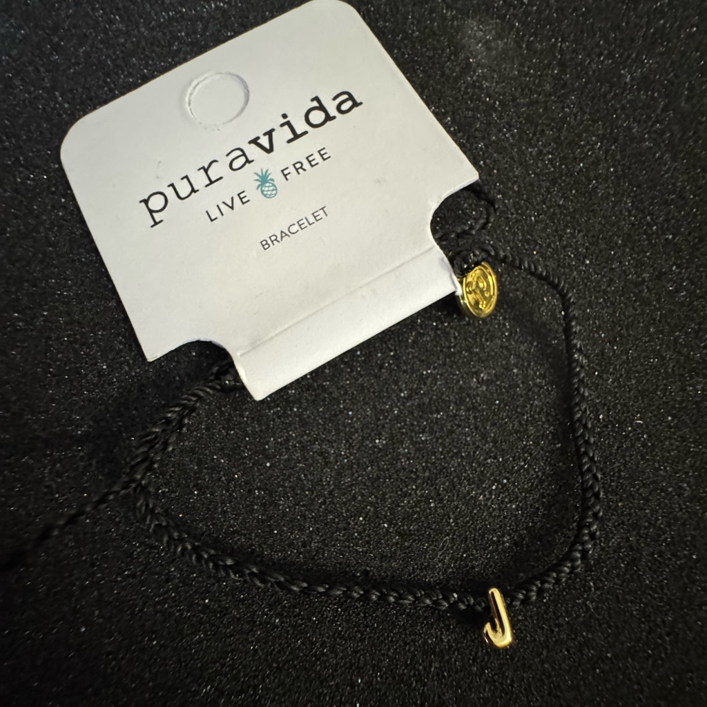 Pura Vida Black And Gold Bracelet. Letter J